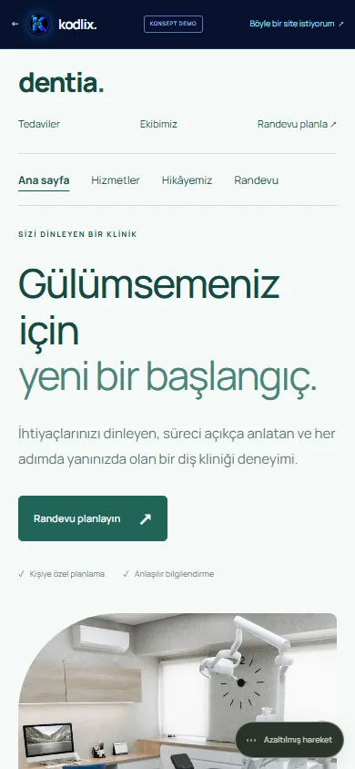 dentia telefon görünümü