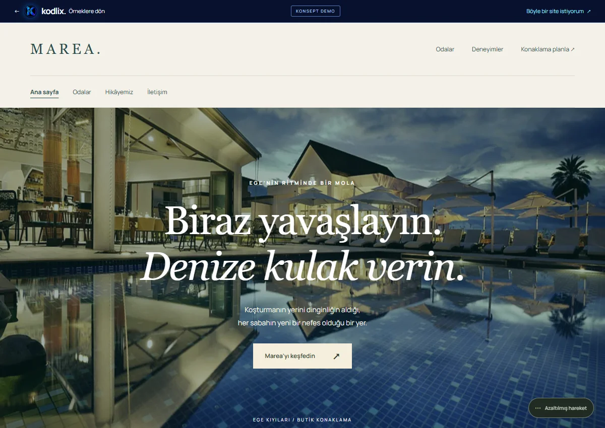 MAREA Turizm & butik otel web sitesi önizlemesi