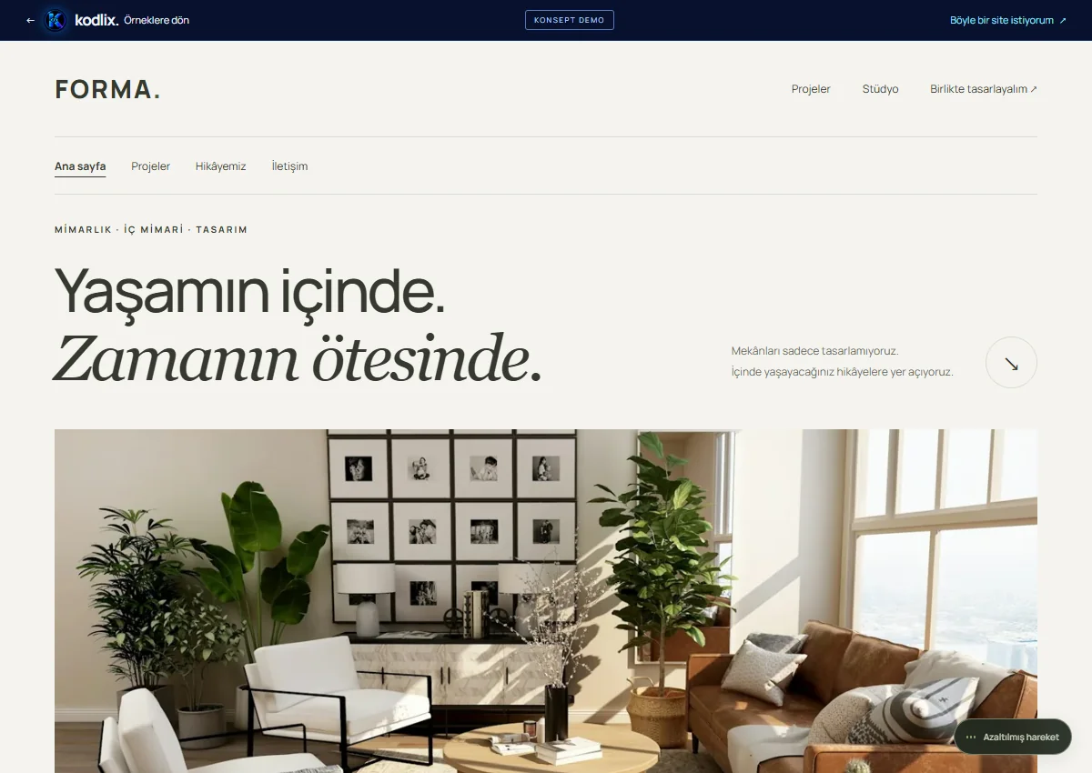 FORMA Mimarlık & iç mimari web sitesi önizlemesi