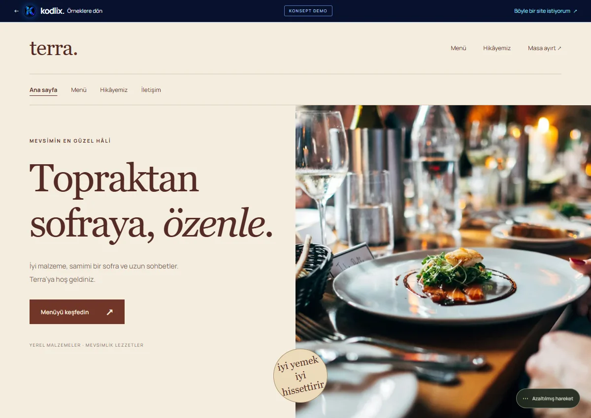 terra Restoran & kafe web sitesi önizlemesi